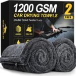SMINDER 2-Pack 1200 GSM Car Drying Towels – Microfiber Towels for Cars